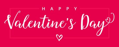 Mutlu sevgililer günü afiş pembe harflerle. Sevgililer günü tebrik kartı şablonu tipografi metin mutlu sevgililer günü ve çizgi arka plan üzerinde beyaz kalp ile. Vektör çizim