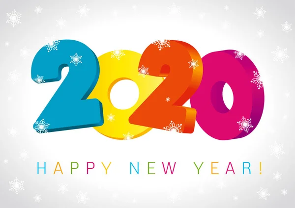 Happy New Year 2020 Numbers Design Greeting Card Merry Christmas — Stock Vector