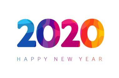 2020, mutlu yeni yıl Noel tebrik kartı. Tatil arka plan, renkli lekeli şekil 20 ve izole 20 basamak. Vektör Noel numaralarını şablonu