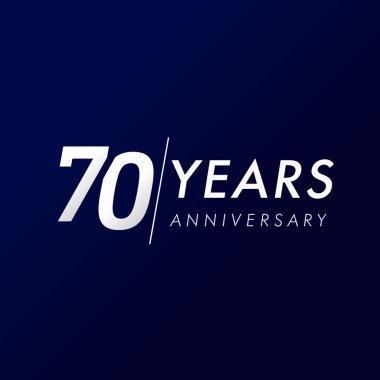 1949 yılından bu yana 70 yıl yıldönümü. koyu mavi arka plan üzerinde izole 70 kutlama gümüş logosu