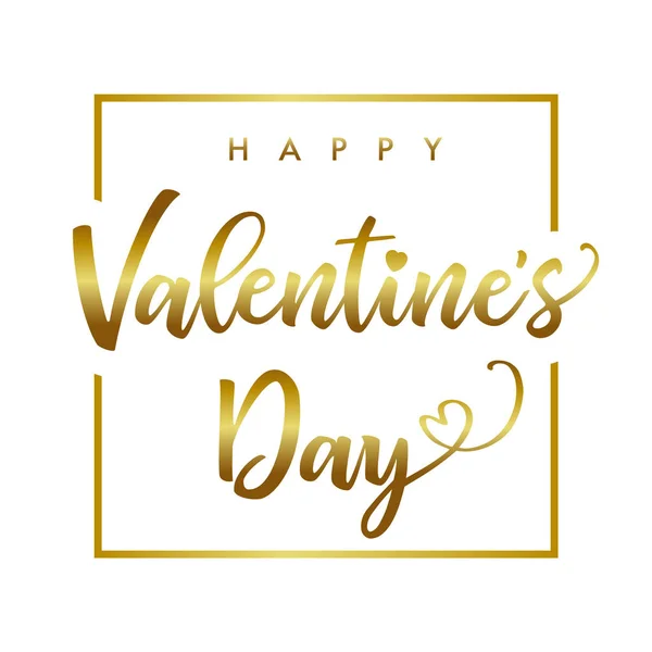 Feliz Día San Valentín Bandera Caligrafía Oro Plantilla Tarjeta Felicitación — Vector de stock