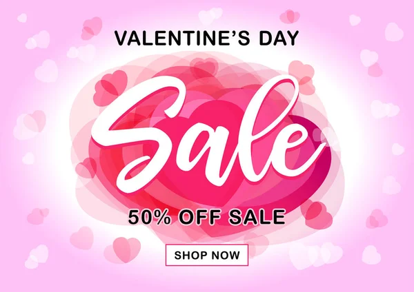 Valentines Day Sale Background Pink Heart Shaped Vector Illustration Valentine — Stock Vector