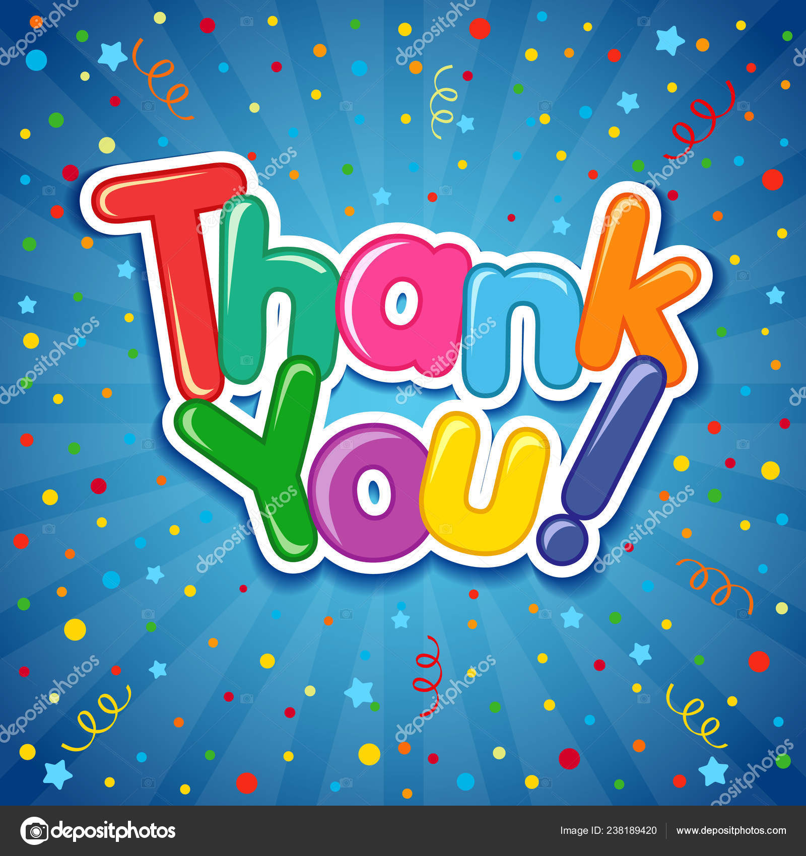 Thank You Inscription Colorful Confetti Background Lettering Thank You