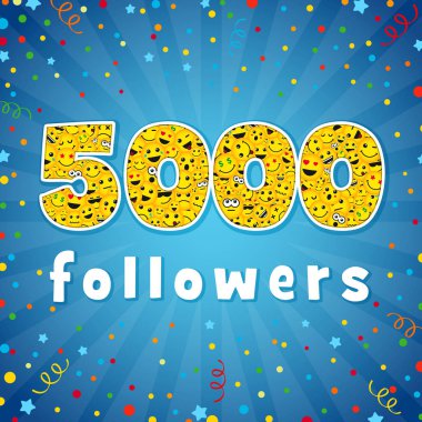 5 000 takipçileri logo teşekkür ederim. Parlak 5.000 ağ sayesinde, net arkadaş soyut resim, tebrik 5000k insanların yüzleri ile oturum açın. Numaraları gülümseyen izole. Soyut grafik tasarım şablonu. Mutlu 5000 tebrik kartı, dekoratif arka plan
