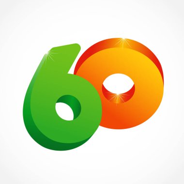 60 yaşında inci Tebrikler. İzole soyut renkli grafik tasarım şablonu. -60 ilâ % logo. Yuvarlak şekil 0. Beyaz arka plan üzerinde amblemi indirim. 3d döndürme efektlerle yaratıcı web basamak. 60 yıl yıldönümü logosu