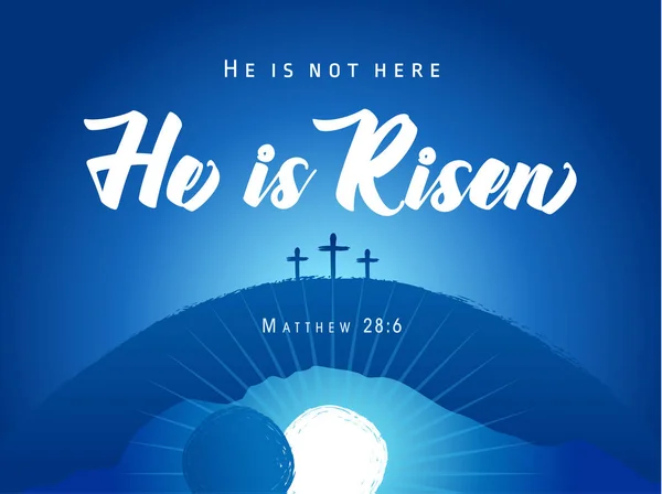 Here Risen Holy Week Banner Vector Invitation Easter Sunday Service — Stock Vector