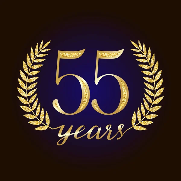 55岁标志 独立优雅的抽象提名图形印章55 祝贺庆祝装饰卡设计模板 圆形豪华数字 的标记 闪闪发光的闪光55周年 — 图库矢量图片