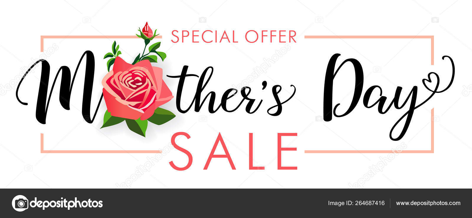 Special Offer Mothers Day Rose Sale Banner Colored Discount Background