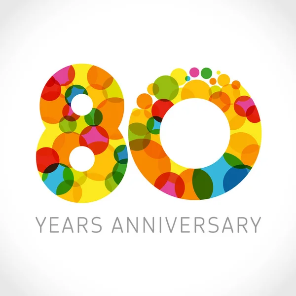 Numeri Ottavo Anniversario Logotipo Multicolore Anni Congratulazioni 80Esimo Saluto Idea — Vettoriale Stock