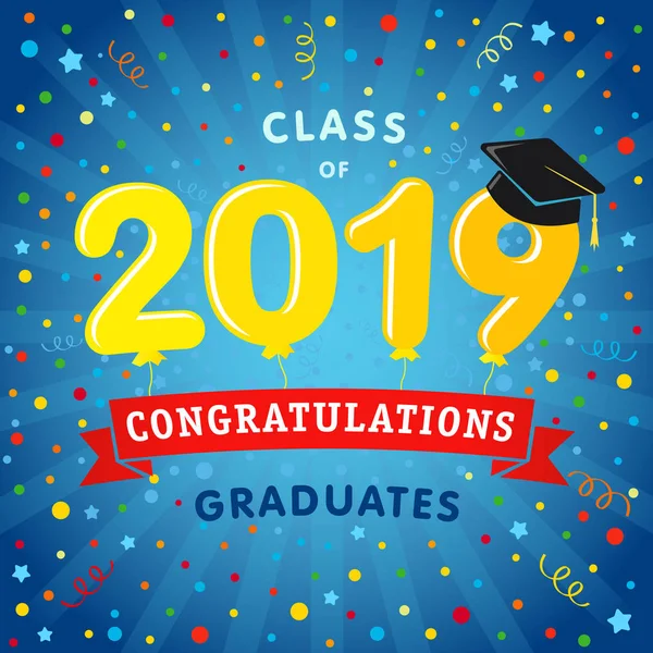 Class Year Graduates Banner Concept Olorful Greeting Card Idea Happy — Stock Vector