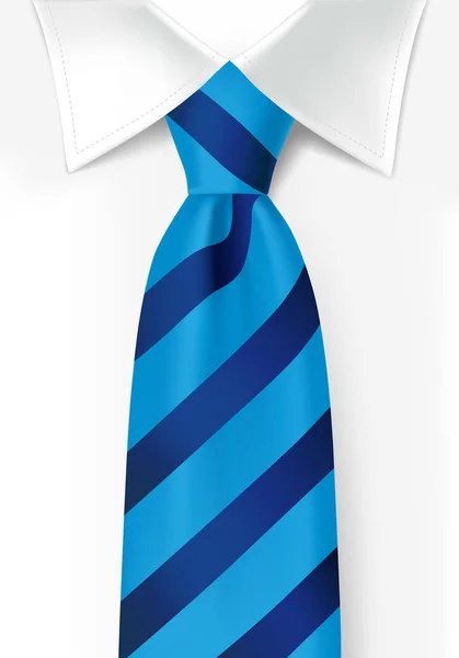Blue Striped Tie White Shirt Background Colored Teal Elegant Necktie — Stock Vector