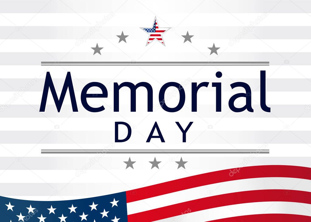 Memorial Day, Remember and honor with USA flag, vector illustration. Happy memorial day banner template in national colors