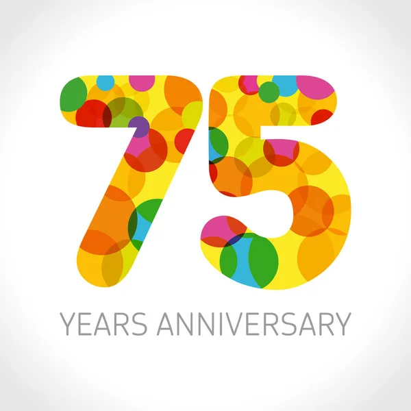 75周年纪念日数字 75岁多彩标志 恭喜年龄的问候 祝贺的想法 独立抽象图形设计模板 彩色数字高达 — 图库矢量图片