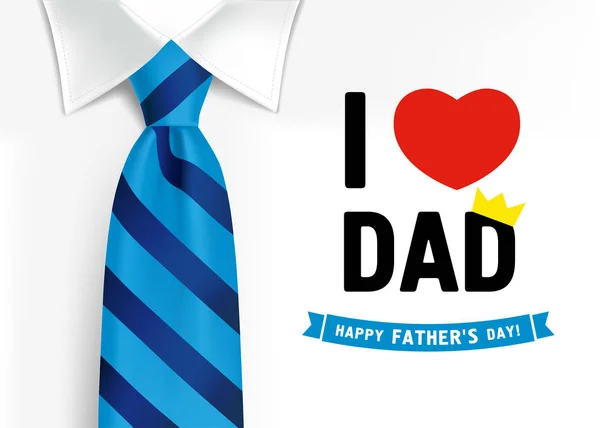 お父さん 幸せな父の日の文字の背景を愛しています 男性のシャツに青いストライプのネクタイを持つハッピー父の日の書道のバナー ベクトルイラスト — ストックベクタ