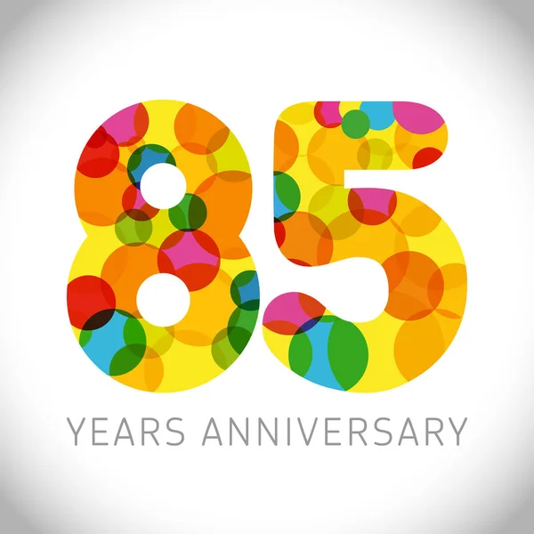 85周年纪念日数字 85岁多彩标志 恭喜年龄的问候 祝贺的想法 独立抽象图形设计模板 彩色数字高达 — 图库矢量图片