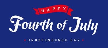 4 Temmuz, Amerika Birleşik Devletleri Bağımsızlık Günü vintage logosu. Banner veya poster için Calligraphic 4 Temmuz tipografi tasarımı. Vektör İllüstrasyonu