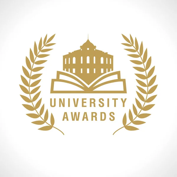 Eğitim Ödülleri Logotürü Yalıtılmış Soyut Grafik Tasarım Şablonu Altın Renkli — Stok Vektör