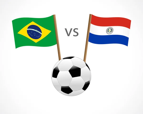 Brazylia Paragwaj Flagi Drużyny Narodowej Białym Tle Urugwajski Peruwiański Flaga — Wektor stockowy