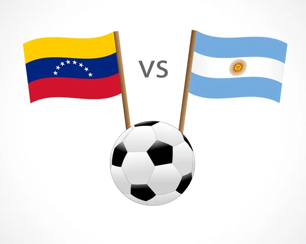 Венесуэла Против Аргентины Флаги Сборной Белом Фоне Венесуэльский Аргентинский Футбольный — стоковый вектор