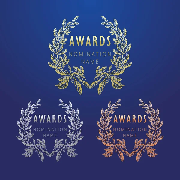 Ödüller Logo Türü Seti Yalıtılmış Soyut Grafik Tasarım Şablonu Zarif — Stok Vektör