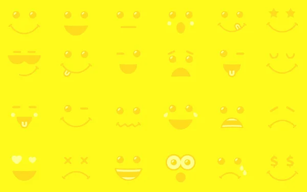 Icone Emoji Sfondo Giallo Design Icone Del Sorriso Banner Poster — Vettoriale Stock