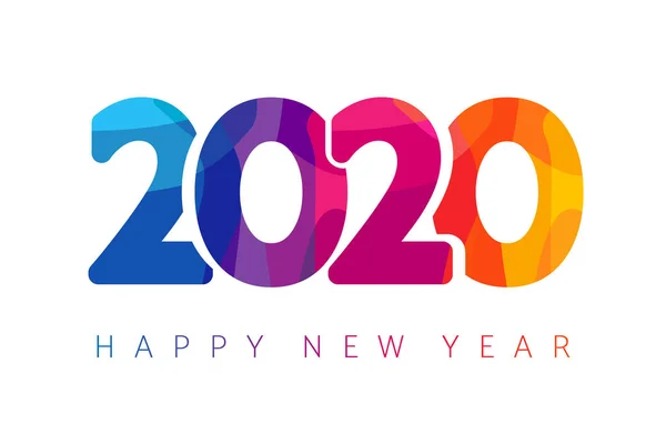 Happy New Year 2020 Colorful Facet Logo Text Design Cover — Stock Vector