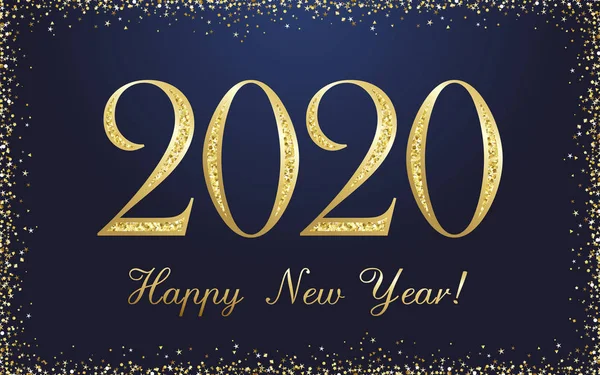 2020 Felice Anno Nuovo Oro Scintillante Logo Design Del Testo — Vettoriale Stock