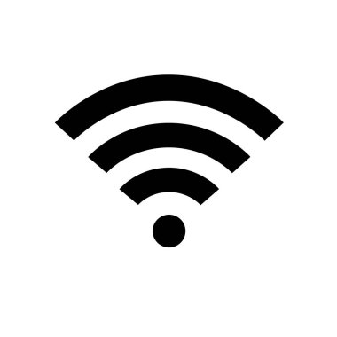 Wi-Fi vektör düz simgesi, işareti. Kamu zon veya mobil arayüz için ücretsiz WiFi siyah renk ağ sembolü