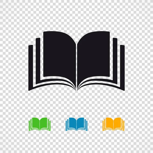 Open Book Black Colored Icons Magazine Library Icon Isolated Transparent — Stock Vector