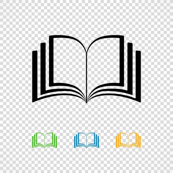 Open Book Black Colored Line Icons Magazine Library Icon Isolated — Stock Vector