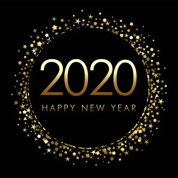 Felice Anno Nuovo 2020 Logo Oro Design Lusso Copertina Del — Vettoriale Stock