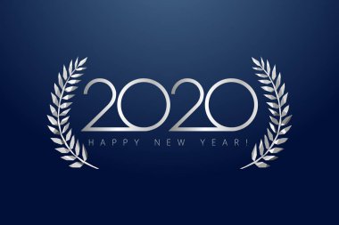 2020 ödül logotürü, izole zarif soyut gümüş amblem. Mutlu Yeni Yıl lüks tebrik çerçeveli şablon. 2020 sınıfı mezunları gri vitray tebrik afişi