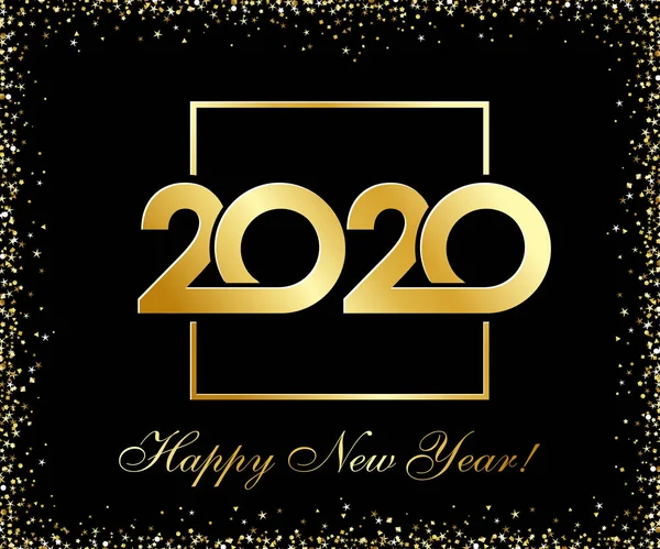 2020 Felice Anno Nuovo Oro Scintillante Logo Design Illustrazione Vettoriale — Vettoriale Stock