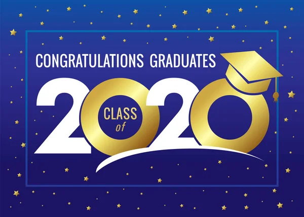 Graduating Class 2020 Vector Illustration Inglés Clase Gráficos Diseño Felicitaciones — Vector de stock