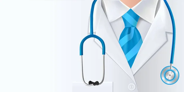 Latar Belakang Hari Dokter Internasional Banner Perawatan Kesehatan Medis Dirancang - Stok Vektor