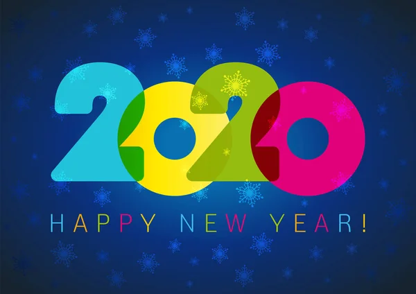 2020 Una Feliz Tarjeta Felicitación Año Nuevo Fondo Nocturno Navidad — Archivo Imágenes Vectoriales