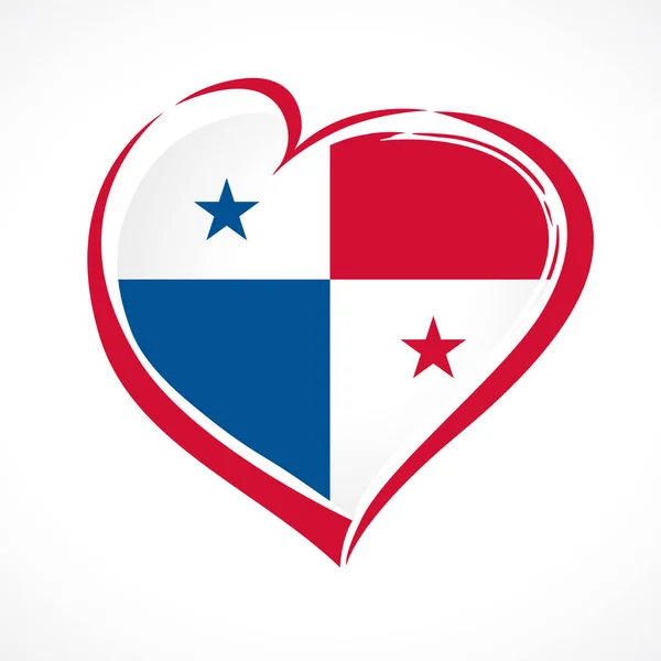 Miłość Panama Serce Godło Narodowej Flagi Kolorowe Flaga Panamskiego Kształtem — Wektor stockowy