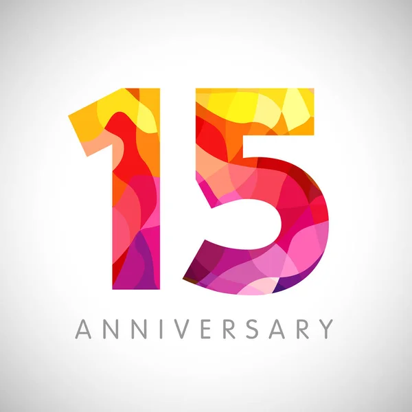 Les Numéros 15E Anniversaire Logotype Jaune Ans Félicitations Pour Âge — Image vectorielle