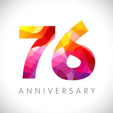 76. Yıl dönümü numaraları. 76 yaşında, sarı renkli logoti. Yaş olarak tebrikler, tebrikler 3D fikir. Soyut grafik tasarım şablonu. Yaratıcı 6, 7 haneli rakamlar. Yüzde 76 'ya kadar indirimli..