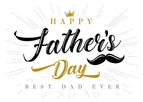 最高のお父さん書道グリーティングポスターのための幸せな父の日 父の日販売促進タイポグラフィのバナー口ひげ ベクターイラスト — ストックベクタ