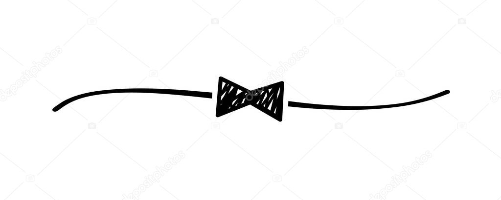 Hand drawn shape bow tie with cute sketch line, divider shape. Fathers day doodle isolated on white background for Best Dad ever or friendship day. Vector illustration