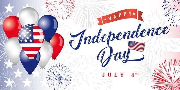 Happy Independence Day Usa Horizontal Banner Isolated Abstract Graphic Design — Stock Vector