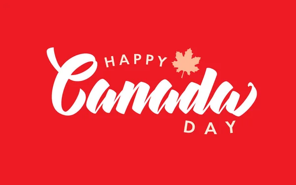 Happy Canada Day Handgeschriebenen Schriftzug Logo Vektor Isoliert Mit Realistischem — Stockvektor
