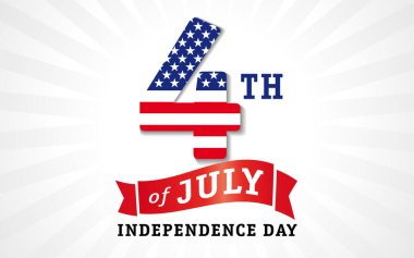 4 Temmuz Bağımsızlık Günü, ABD 'de beyaz bayrak için rakamlar. Amerika Birleşik Devletleri 'nin 4 Temmuz Bağımsızlık Günü' nün kutlu olsun.
