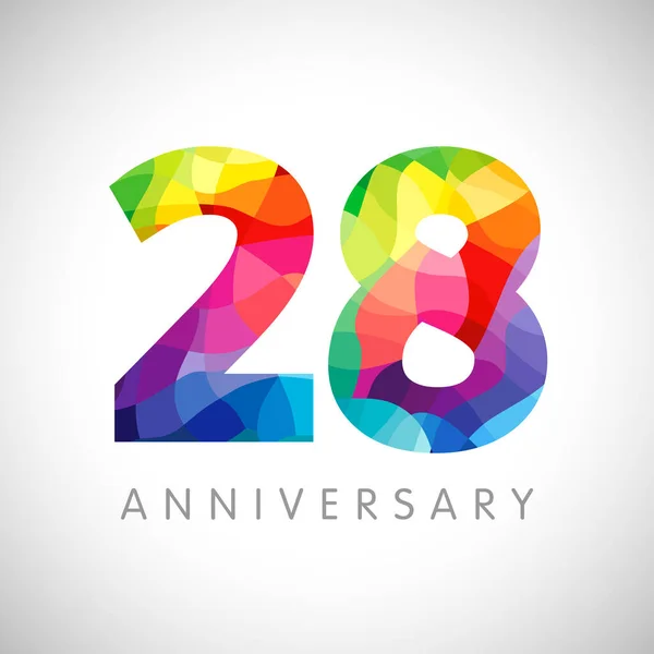 28Th Anniversary Numbers Years Old Logotype Bright Congrats Isolated Abstract — Stock Vector