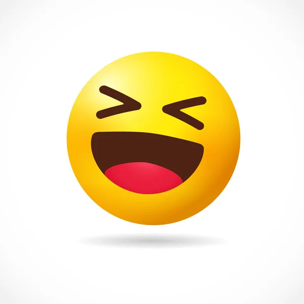 Grande Simbolo Emoticon Positivo Sorridente Felice Sorriso Giallo Uno Stile — Vettoriale Stock