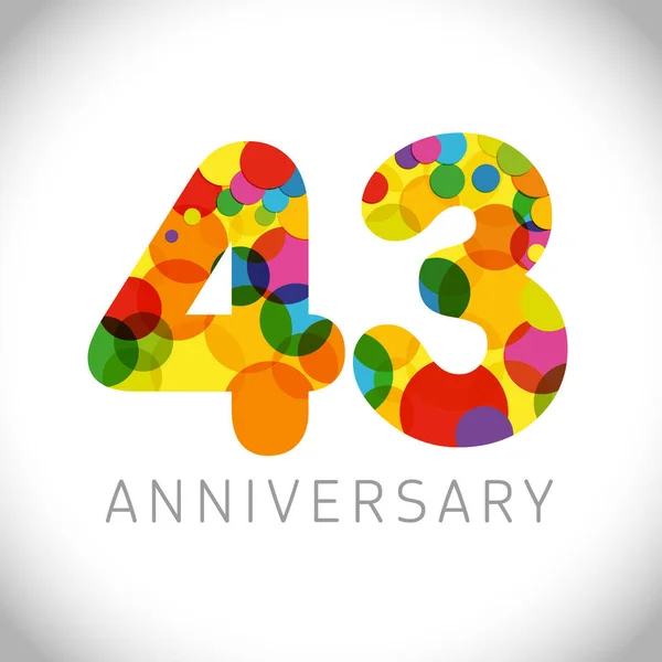 Números Aniversario Años Edad Felicidades Multicolores Lindo Concepto Felicitación Plantilla — Archivo Imágenes Vectoriales