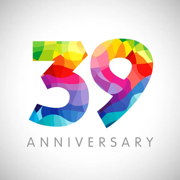 Numeri Del 39Esimo Anniversario Logotipo Anni Congratulazioni Brillanti Modello Grafica — Vettoriale Stock