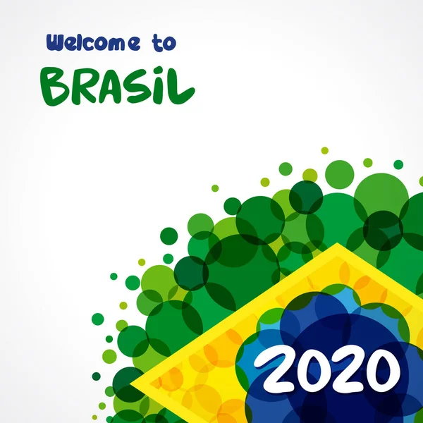 Brezilya Hoş Geldiniz 2020 Brezilya Bayrağı Ulusal Renk Baloncuklarıyla Vatanseverlik — Stok Vektör