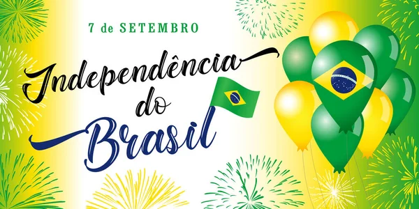 Septiembre Texto Portugués Cartel Del Día Independencia Brasil Patriótico Diseño — Vector de stock